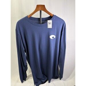 New Costa Men's Long Sleeve Crew Neck T-Shirt Size XL Blue Design On Back